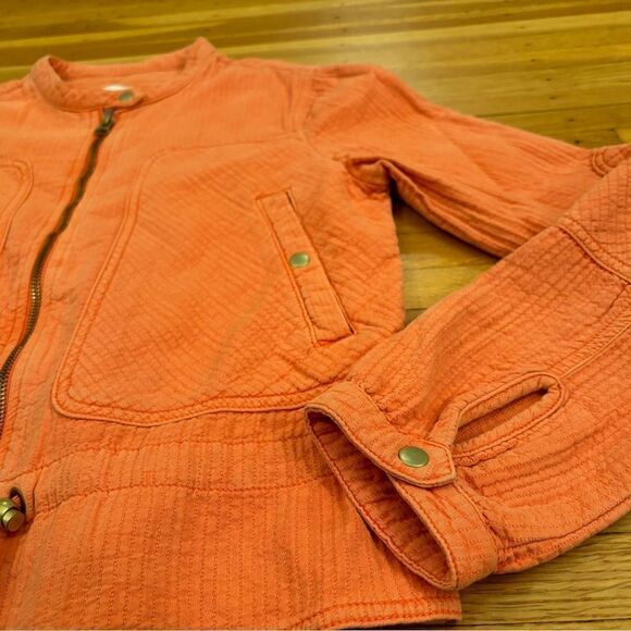By Anthropologie Orange/salmon textured full zip jacket - Picture 4 of 5
